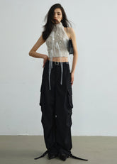 Fairycore Fur & Lace Diamond Vest
